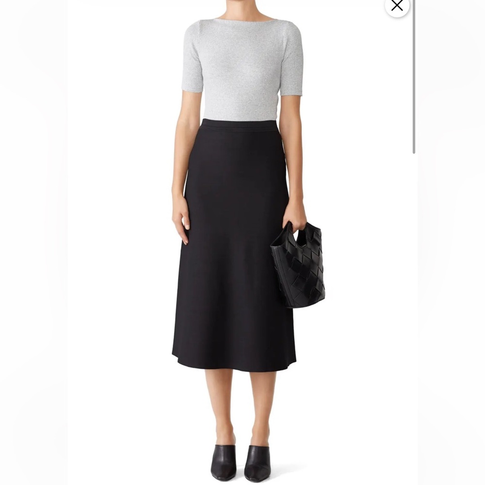Theory Black A-Line Midi Skirt